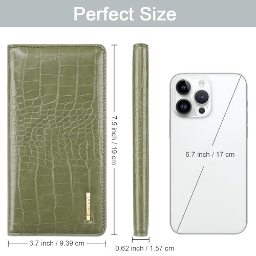 Image of Wallet Women Bifold Faux Crocodile Leather Slim Thin Long Wallets