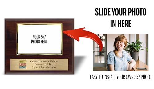 Custom Plaque with Photo and Logo | 8x10 Award Plaques Personalized with Your Text | Employee of The Month Plaque Awards | Add Your Photo to Frame (8x10 with 5x7 Photo Frame - Logo on Left) - Thumbnail 3