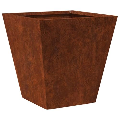 Roanoer Macetero de 30 x 30 x 30 cm, de acero resistente a la intemperie, cuadrada, para jardín, terraza, balcón, aspecto de acero corten, macetero para flores, hierbas, metal