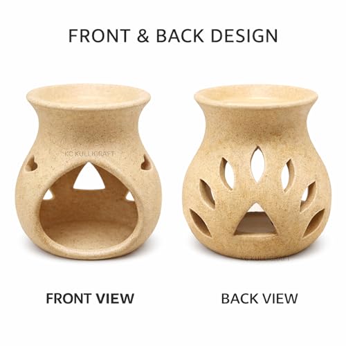 Image of Beige Ceramic Aroma Oil Diffuser Burner | Aromatherapy Essential Oil Burner, Tea Light Candle, Fragrance Diffuser & Wax Melt Burner