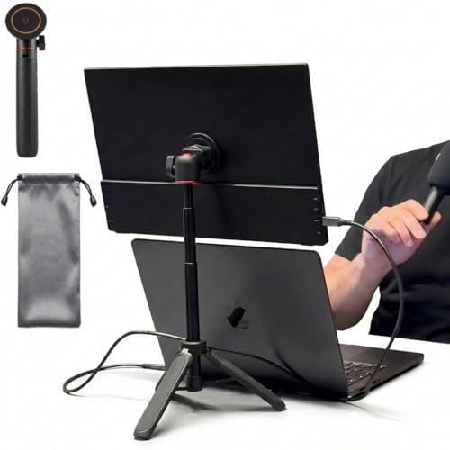 AiFeelife Portable Travel Monitor Stand, Height Adjustable Magnetic Metal Tripod Mount for 15.6'' Portable Monitor, Foldable Vertical Screen Holder Fits 4.7-18.5'' Monitors & Tablets/Smartphones