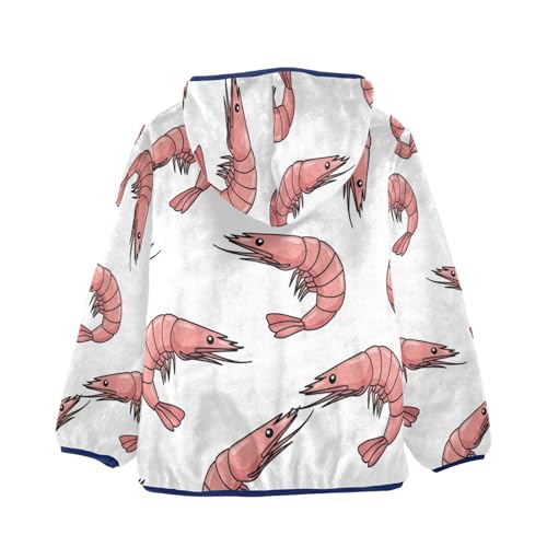 Shrimp Pattern Print Design Toddler Fleece Jacket Girl Boys Hooded Fleece Jacket Coat Warm Outwear Zip-up 3-10T2