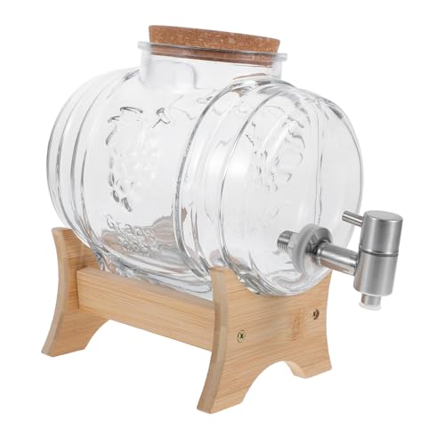 COLLBATH Retro Style Glass Wine Barrel 101oz Beverage Dispenser with Lid for Making Serving