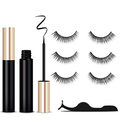 Preisvergleich Produktbild Puselo Magnetische Wimpern, Magnetic Eyeliner Magnetische Wimpern Eyeliner, Langlebiger Eyeliner Mit Wiederverwendbare Falschen Wimpern Magnetischer Eyeliner (3 Paare)