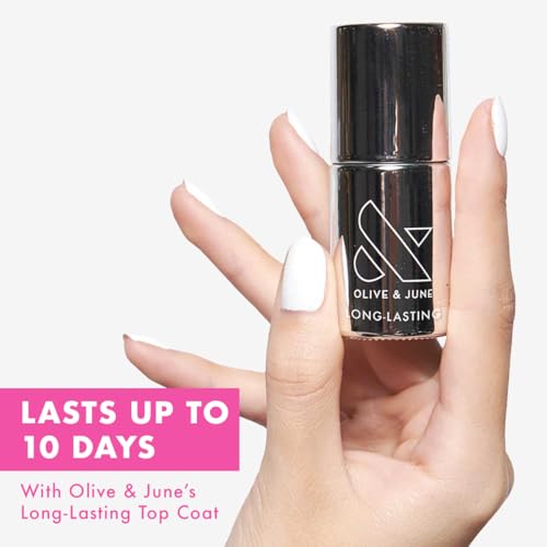 Olive & June Long Lasting Top Coat Nail Polish | Plump Gel-Like Finish No Lamp Needed Lasts up to 10 days | Salon-Quality Color at Home | 15-Free, Vegan & Cruelty-Free Chip-Resistant Shine