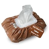 Baby Wipes Cover – Universal Size, One Size Fits All Wipes Packages | Muslin Cotton Tissue Cover for Nursery, Diaper Bag & Changing Table, Station | Gingham & Neutral Patterns (Caramel Daisy)