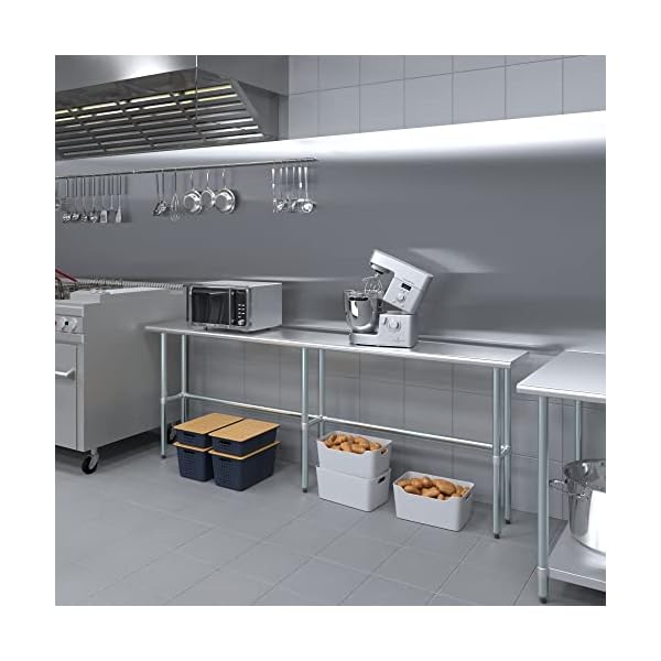 14-in-x-96-in-Open-Base-Stainless-Steel-Work-Table-Residential-Commercial-Food-Prep-Heavy-Duty-Utility-Work-Station-NSF 14-in-x-96-in-Open-Base-Stainless-Steel-Work-Table-Residential-Commercial-Food-Prep-Heavy-Duty-Utility-Work-Station-NSF
