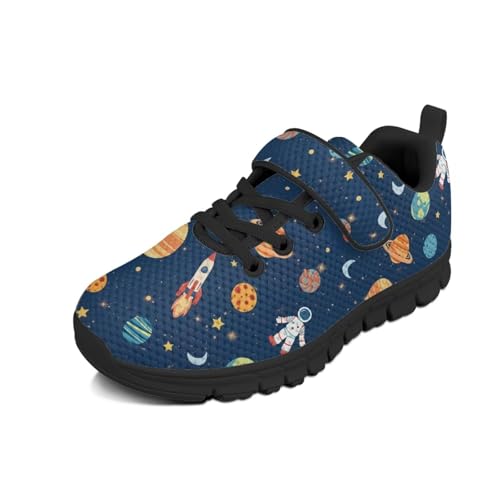 Boys Girls Shoes for Little Kids/Big Kids Machine Washable Lightweight Comfy Athletic Running Shoes Kids Sneakers Light Astronaut Planet Space Pattern