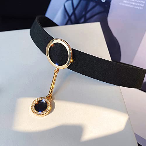 Xerling Black Choker Collar Necklace with Crystal Pendant for Women Boho Wrap Velvet Suede Necklace for Girls Gothic Rhinestone Gem Sexy Necklace - Image 3