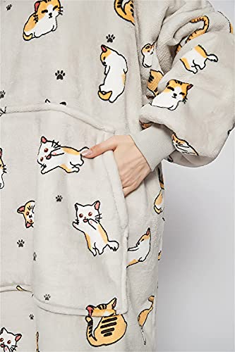 Sacebeleu Decke Hoodie Sweatshirt,Flauschige Sherpa TV-Decke mit Ärmeln,Oversized Kapuzen Pullover Kuscheldecke mit Känguru Tasche,Flanell Fleecedecke,Einheitsgröße für Damen,Herren