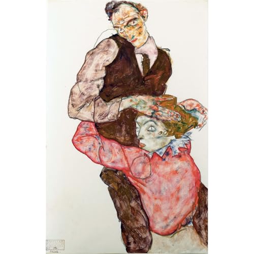 Egon Schiele Lovers impression sur toile haut de gamme au format 76,2x101,6 cm