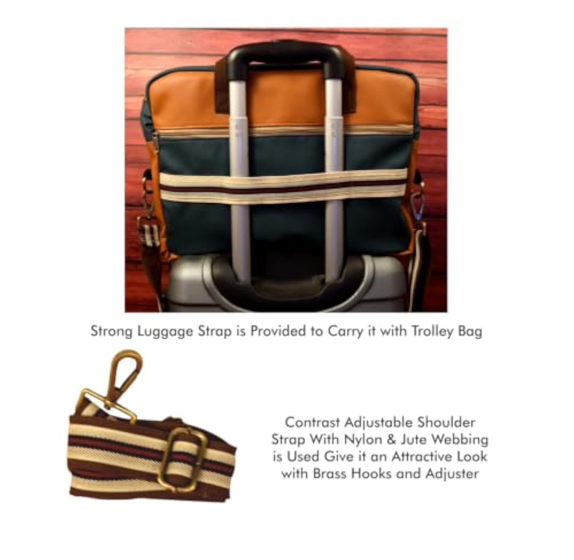 Dual Tone Faux Leather Bag with Adjustable Strap, Stylish Gift