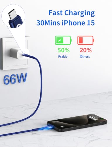 Image of USBC Cable 6FT, Long USB C to USB C Cable 60W Fast Charging, 2Pack-Blue