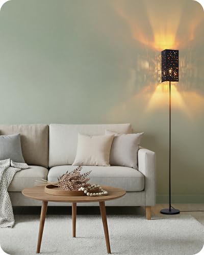 Image of 64.6 inch Floor Lamp, with Foot Switch, Standing Lamp with Sky Stars Design, Modern Freestanding Lamp (Bulb Not Included), for Living Room, Bedroom, Office, ETL Listed,Black Starry Sky AB07LD05