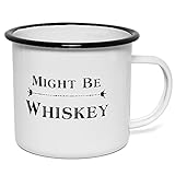 COYMOS Funny Coffee Mug with Funny Saying Might Be Whiskey Novelty Coffee Mug Enamel Mug Camping Cup Whiskey Coffee Mug Funny Mug for Men Women Dads Fathers 16 OZ Coffee Cup for Whiskey Beer Wine