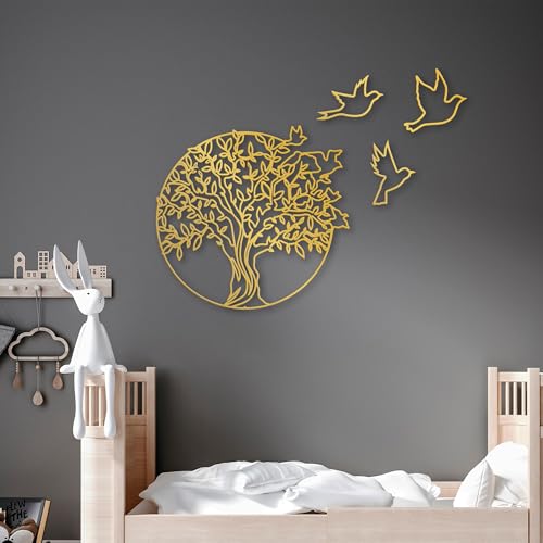 Objet mural décoratif en métal doré moderne de 61 x 56 cm