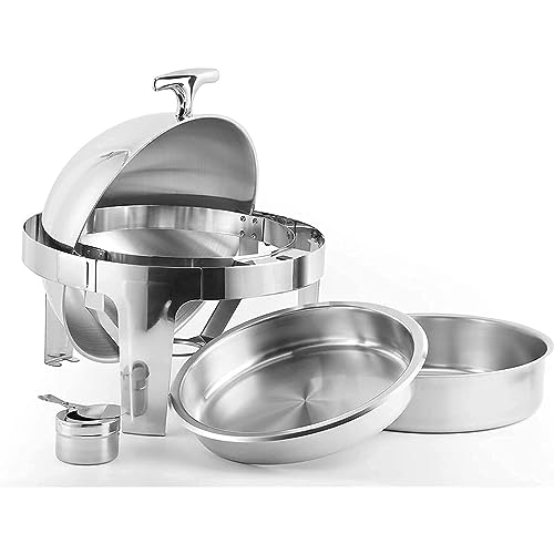 Chafing Dish mit Rolldeckel, 6,8 l, komplettes Chafer- und Buffetwärmer-Set aus Edelstahl mit Lebensmittelpfanne, Wasserpfanne und Brennstoffhaltern für Hochzeiten und Partys – Bild 8