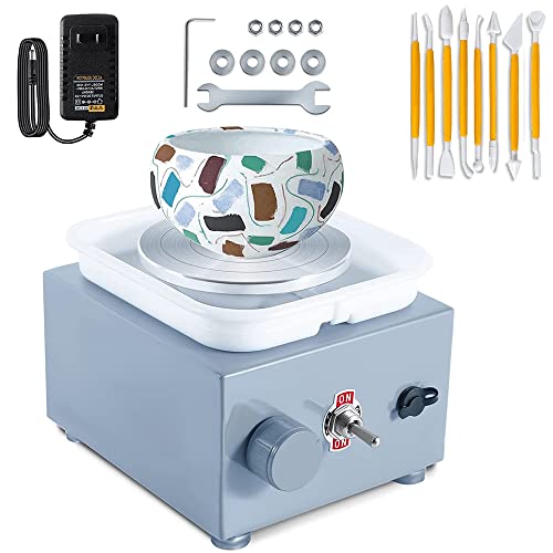 Mini Pottery Wheel, Electric Ceramic Wheel Adjustable Speed Clay Machines with Detachable Basin,DIY Clay Tools Sets for Kids Beginners,Suitable for Teaching, Pottery Bar,Home use