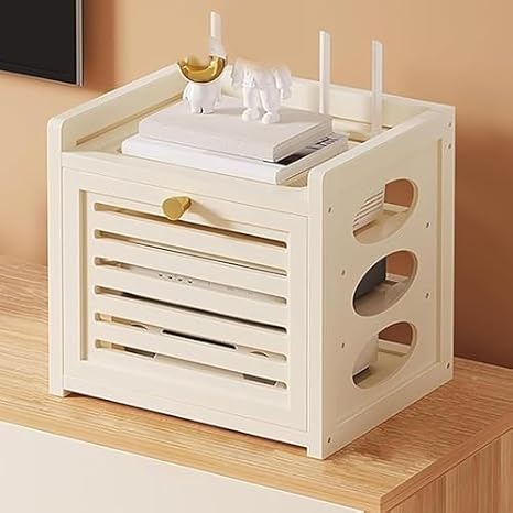 Large wireless router storage rack, WiFi storage box, concealed cabinet with cable management pockets