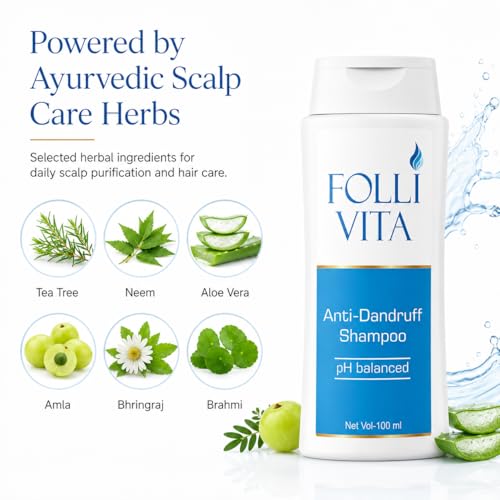 Image of Anti-Dandruff Shampoo - Ayurvedic Anti-Flake & Scalp Purifying Formula with Tea Tree, Neem, Aloe Vera, Amla, Bhringraj & Brahmi | pH Balanced | Cleanses Scalp & Reduces Itchiness | 100 ML