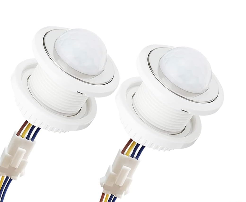 Mini PIR Motion Sensor Switch,AC110-220V, Smart Human Body Activated Detection,Time Delay Adjustable, Infrared Induction Detector for Wall LED Light,Ceiling Lamp Switch SN-AMS01 X 2 Pack of 2
