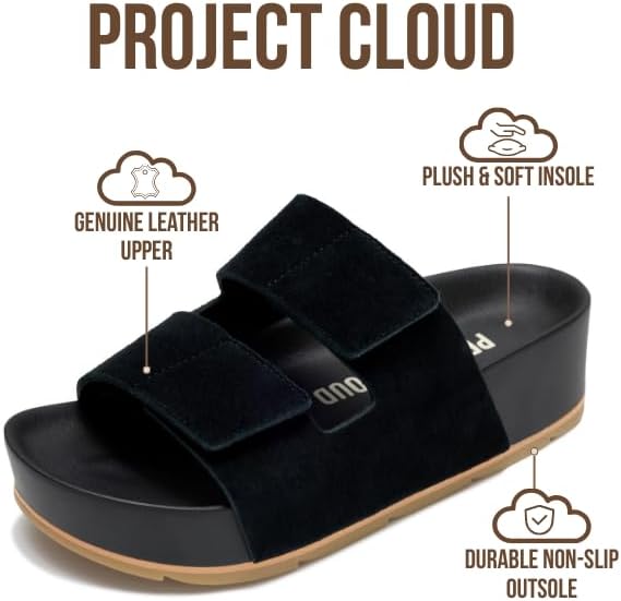 Project Cloud 100% Genuine Leather Platform Sandals Women Footwear-Beach Essentials Summer Wedges with Plush and Soft Insole-Non Slip & Lightweight Wedge Sandals For Women 2026 - Image 2