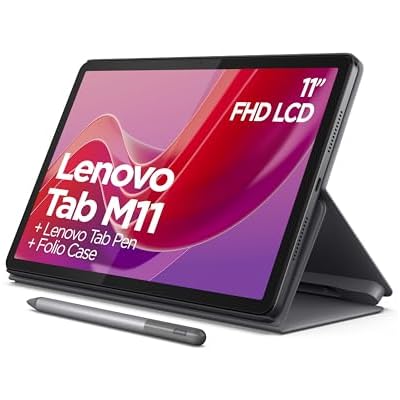 Lenovo Tab M11 Android Tablet | 11 Inch Full HD 1200p | 128 GB | Lenovo Tab Pen + Folio Case | WiFi | 4 GB RAM | Luna Grey | Designed for Portable Entertainment