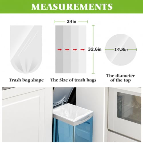 Image of 13 Gallon 1500 Counts Tall Kitchen Trash Bags 10 Gal 12 Gal 13 Gal fit 50 liter Garbage Bags by Teivio, Waste Basket Bags,Bathroom Trash Can Bin Liners, Plastic Bags for home office kitchen, Clear