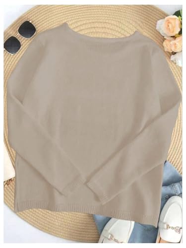 Image of Verdusa Women's Beach Cover Up Sweaters Letter Print Long Sleeve Crochet Crew Neck Knit Sweater Summer Tops