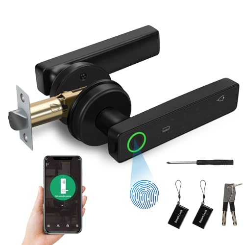ConBlom Smart Lock - 5-in-1 Keyless Entry Fingerprint Door Lock with Touchscreen, APP & RFID Card Access - Adjustable Left/Right Hand Installation for Front Door, Home, Office, Apartment (Black)