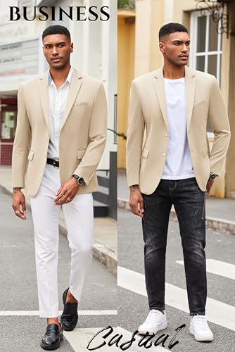 Image of COOFANDY Mens Casual Blazer Slim Fit Suit Jacket Lightweight Knit Sport Coat Two Button Blazer Jacket