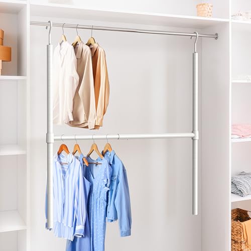 Tringle pour placard réglable SimpleHouseware dans un dressing épuré - 7