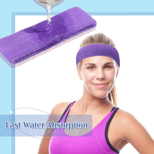 Image of Crowye 100 Pcs Neon Sweatbands Bulk 80s 90s Sports Headbands Colourful Tennis Headbands International Countries Sports Games for Men Women Competitions Glow Party