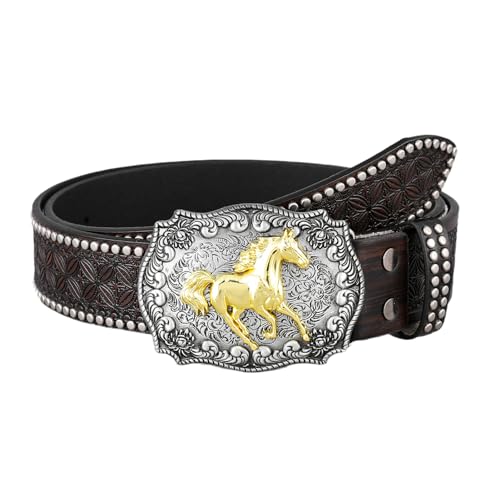 Ceinture western en cuir boucle clous homme femme accessoire style cowboy vintage