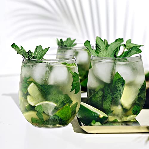 Amazing Abby - Cindy - 14-Ounce Unbreakable Tritan Wine Glasses (Set Of 6), Plastic Stemless Wine Tumblers, Reusable, Bpa-Free, Dishwasher-Safe, Perfect For Poolside, Outdoors, Camping, And More #TOP3