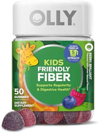 OLLY Kids Friendly Fiber Gummy, Digestion Support,* 3g Prebiotic Fiber FOS, Kids Chewable Supplement, Berry Brilliant Flavored, 25 Day Supply - 50 Count