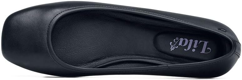 LILA Women's Slip-Resistant Work Flats – Stylish Ballet Flat Work Shoes with Cushioned Insoles & Water-Resistant Uppers – Comfortable Non-Slip Footwear for Healthcare, Hospitality & Teaching - Lorelai