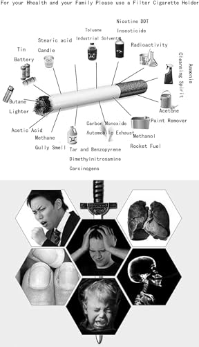 Cigarette Holder Gilt Plating Reusable Clean Tar Tobacco Filter with Multi-Filtering for Standard Size Cigarettes Ø8mm,Slim Cigarettes Ø6mm and Ø5mm (Gold)