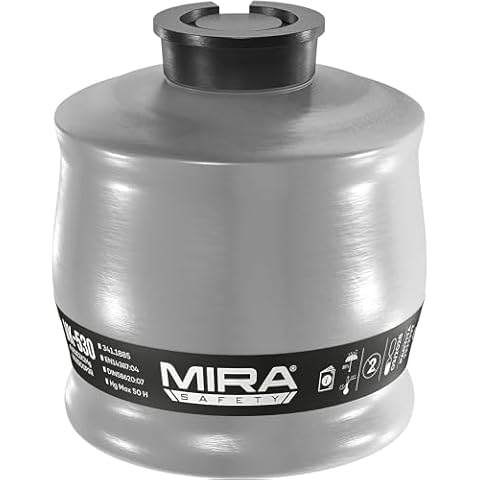 MIRA SAFETY - VK-530 Filter - Single 40mm Gas Mask Filter - Smoke & Carbon Monoxide Respirator Filters - NATO Standard Size (40mm x 1/7") - Canister Filter Fits CBRN Masks - 5 Year Shelf Life Cover
