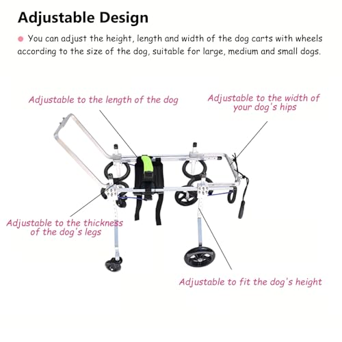 Silla de ruedas para perros medianos de 4 ruedas con arnés y asa de soporte 5