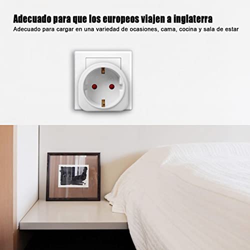 EXTRASTAR Adaptador Enchufe Ingles a Español, Adaptador de Viaje 2-Pin Europa a 3-Pin Reino Unido, 250V, 13A, 3120W, Blanco, 2Pcs