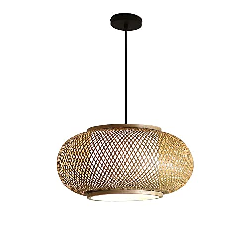 Lustre de style japonais en bambou tressé pour salon et restaurant chaleureux