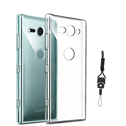 Xperia XZ2 Compact SO-05K 用のケース カバー クリア 全透明 対応 TPU 耐衝撃 指紋防止 薄型 軽量 黄変防止 ストラップホール付属 ネックストラップ付 Qi充電対応 Xperia XZ2 Compact