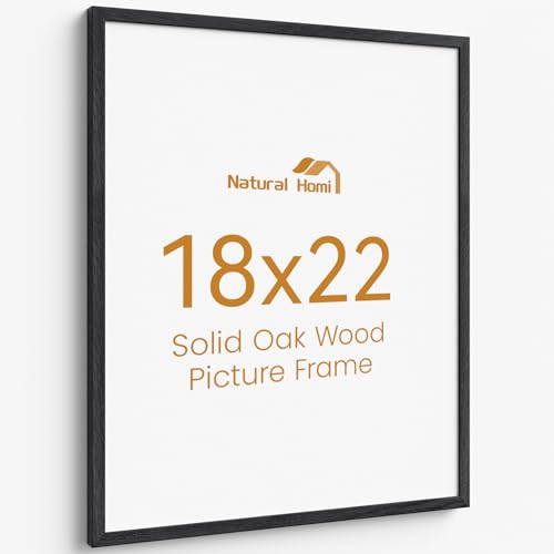 Image of 18x22 Picture Frame Oak Wood,18 inchx22 inchBlack Color Wooden Frames with Tempered Glass,22x18 inch Wall Gallery Poster Frame with No Mat,18 by 22 Frames Horizontal and Vertical for Wall Mounting