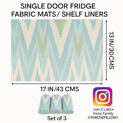 Image of WWW.THROWPILLOW.IN 450+ L Double Door Fridge Main Glass Tray Mats Set of 3 High GSM Non-Plastic Aqua Blue Fabric Liners for Refrigerator Trays | Scratch-Resistant, Machine Washable, Durable