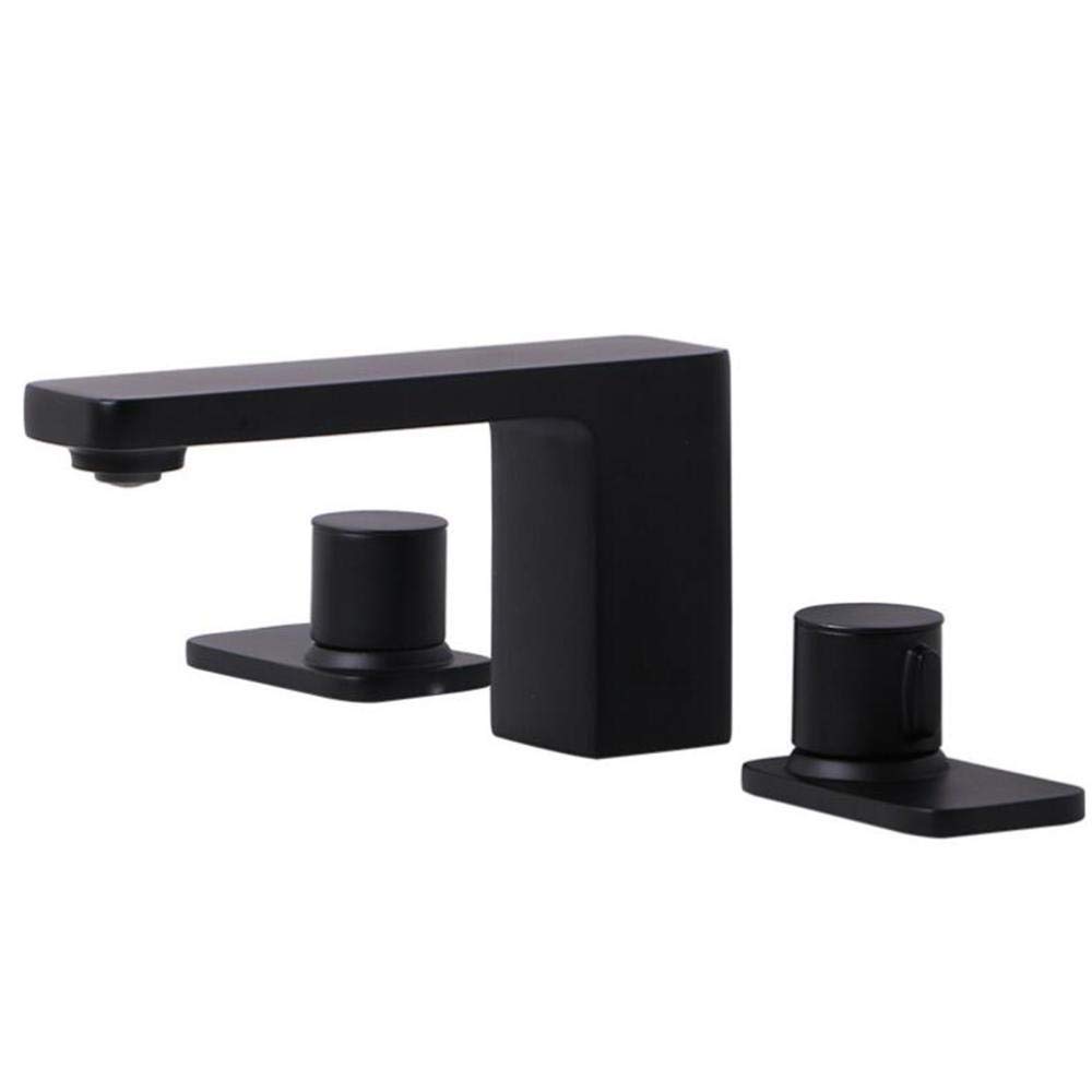 COSZWQDP 3 Hole Basin Mixer Tap Brass Hot and Cold Mixing Faucet Water Saving Rust-Proof Leak-Proof Bathroom Sink Faucet-Black(Nero)