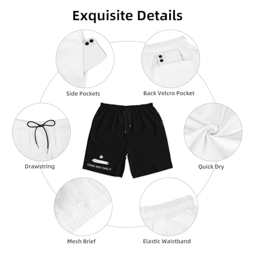 Come and Take It Gonzales Flag Texas Battle Men's Quick-Dry Board Shorts 7" - Swim Trunks Summer Hawaii Beach4