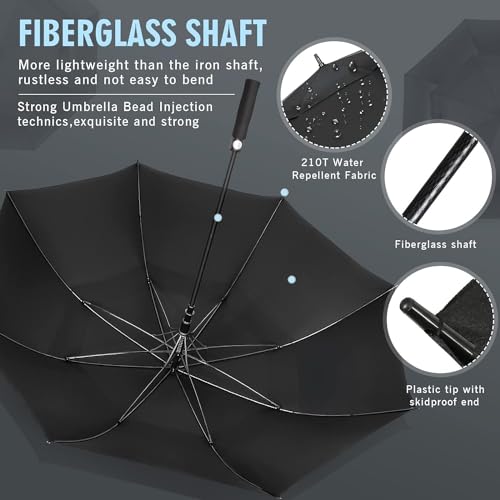 PARSPAR 60 Inch Windproof Golf Umbrella, Black - Image 3