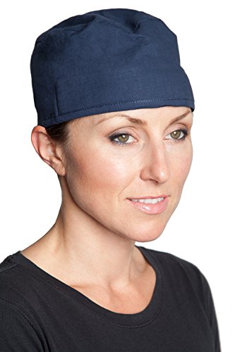 Fiumara Apparel Women Surgical Cap | Professional Scrub Hat with Sweatband & Tieback Closure | Adjustable Surgical Bouffant - Navy Blue