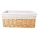 cabilock Cesta de Almacenamiento Tejida Una Mano con Forro de Tela de Mimbre de Bambú Cesta de Picnic Bandeja para Servir Formentera Comida Pan Frutas Diversos Contenedor de Almacenamiento